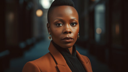 Generative AI's posh portrait of a successful African-American womanの素材