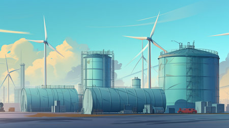 Generative AI, gasoline tanks, and an industrial backgroundの素材