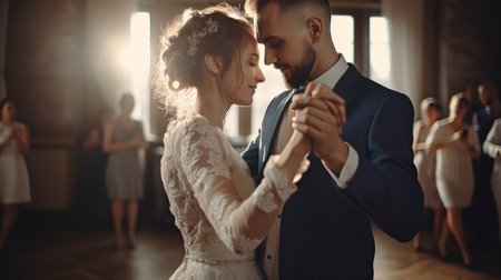 Dancing Wedding Celebration, Newlywed Couple, Generative AIの素材