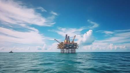 Generative AI, an offshore oil platform, and a bright dayの素材