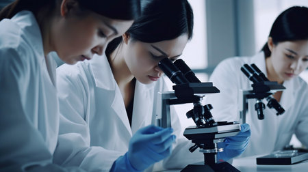A group of medical researchers are developing a new generation of treatments for disease. The Generative AIの素材