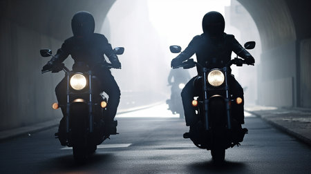 Motorcyclists on the highway, Generative AIの素材