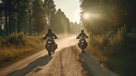 Motorcyclists on the highway, Generative AIの素材