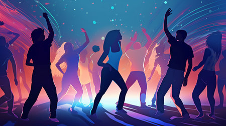 Persons dancing Gaming and Generative AIの素材