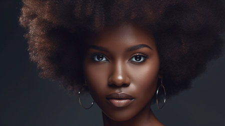 Generative AI beauty image of an African American girl with afro hairの素材