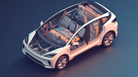 Isometric Composition of EV Car Interiors, Generative AIの素材