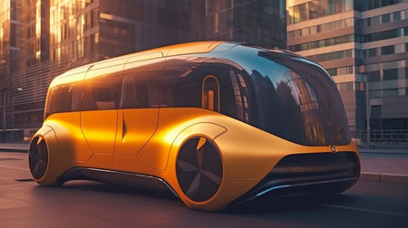 Generative AI, futuristic taxis in modern citiesの素材