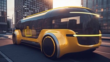 Generative AI, futuristic taxis in modern citiesの素材