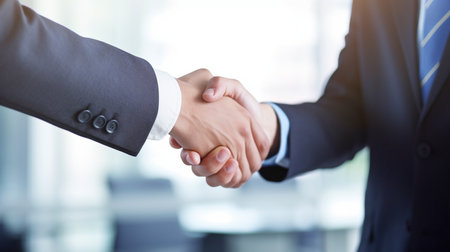 Generative AI and businesspeople shaking handsの素材