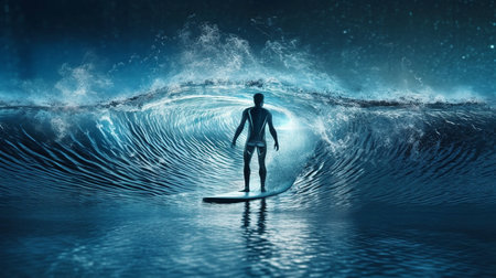 Concept of Digital Transformation, Generative AI, Surfing the Wavesの素材