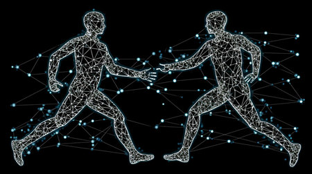 Generative AI emerged from a running man and a network link.の素材