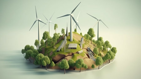 With new green fields and power plants, Generative AI can salvage the idea of a green Earth.の素材