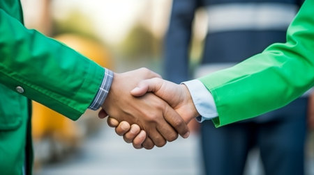 Best wishes from the staff at the warm handshake Observe the website modern engineering and building principles Generative AI, safety on the job in manufacturing and constructionの素材