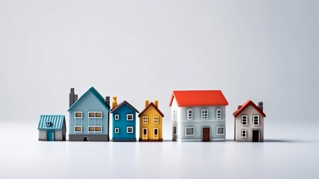 Generative AI, Isolated on a White Background, Miniature Homes with a Creative Conceptの素材