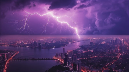 Generative AI and a lightning storm above a metropolis