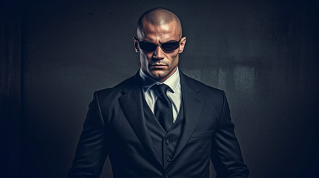 Generative AI bodyguard portrait in a smart suitの素材