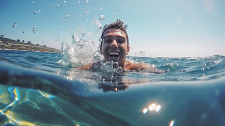 Generative AI, happy ocean swimmingの素材