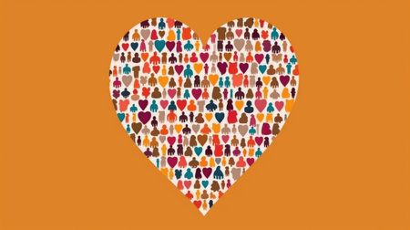 Generative AI created a heart-shaped artwork banner to commemorate Black History Month and the International Day for the Elimination of Racial Discrimination.の素材