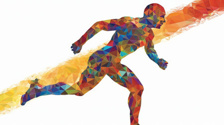 Multi-color, Generative AI, and Geometric Running Manの素材