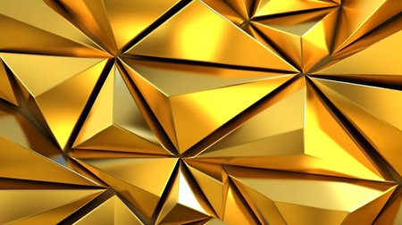 Generative AI, a geometric three-dimensional golden metal backgroundの素材