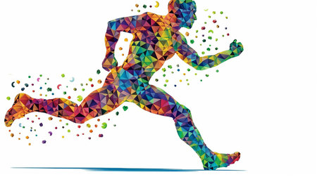 Generative AI, full-color molecular running manの素材