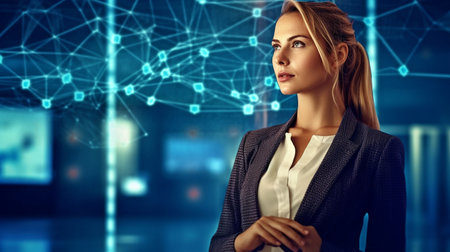 Generative AI, Blockchain, and Businesswomanの素材