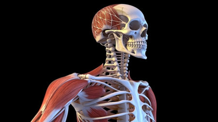 Generative AI, detailed muscles and bones, human anatomy muscular skeleton bone structureの素材