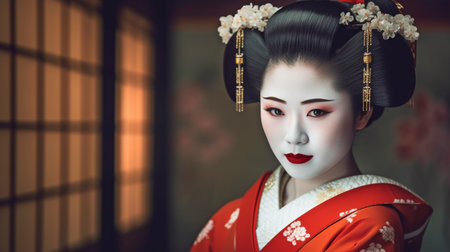 Maiko Geisha Portrait in Gion, Generative AIの素材