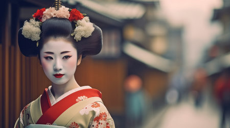 Maiko Geisha Portrait in Gion, Generative AIの素材