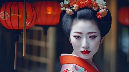 Maiko Geisha Portrait in Gion, Generative AIの素材