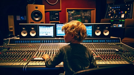 Generative AI, a boy in a studioの素材