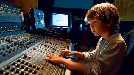 Generative AI, a boy in a studioの素材