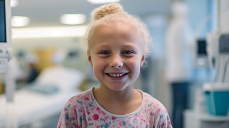 Generative AI, hospitalised cancer patient smilingの素材