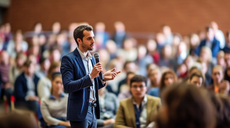 Generative AI speaker at a business conference or presentationの素材