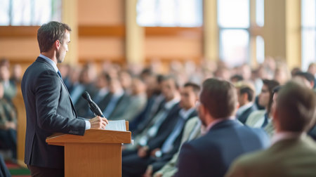 Generative AI speaker at a business conference or presentationの素材