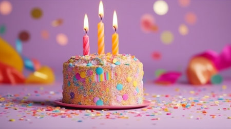 Generative AI, Confetti, Birthday Cake with HBD Letter Candleの素材
