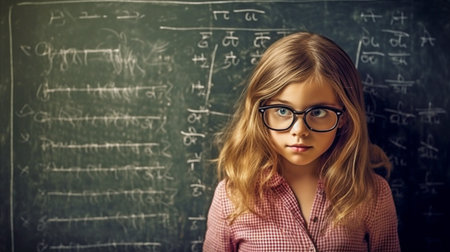 a young woman types a formula on the board., Generative AIの素材