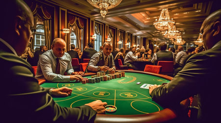 Generative AI is playing poker at the casino's gaming table.の素材
