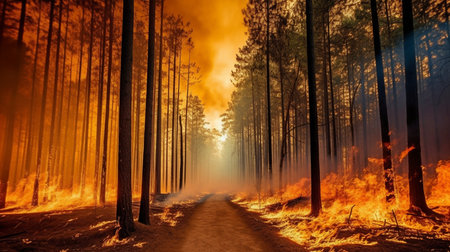 Generative AI, Forest Fires, Burning Treesの素材