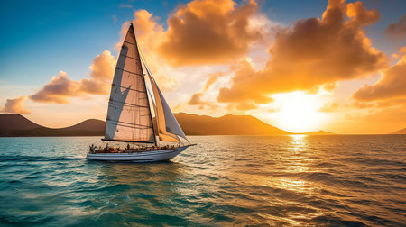Generative AI, luxurious cruise for a couple on their honeymoon.の素材