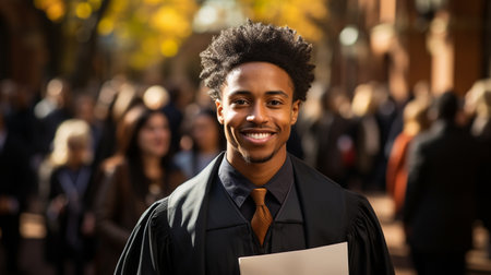 a successful African American student who has graduated from collegeの素材