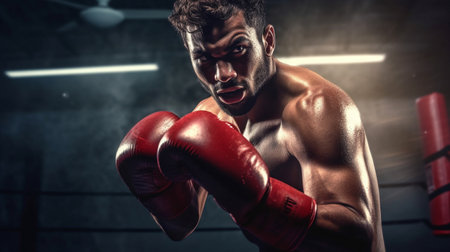 Male Boxer Punching Athleteの素材
