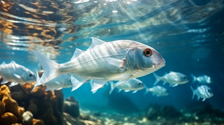 Ocian white fish, The Red Sea's undersea ecosystemの素材