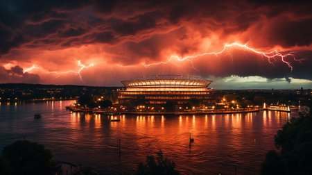 An impressive lightening storm was overの素材