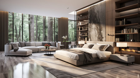 opulent home with a bedroom for a familyの素材