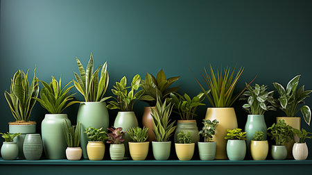 Background of green houseplants for green thumbsの素材