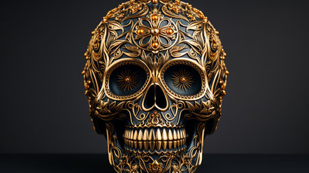 Golden skull with a room for textの素材