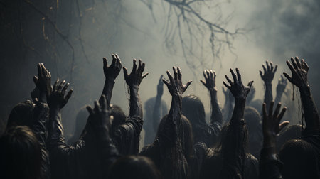 Evil spirits' hands and arms extend to the top.の素材