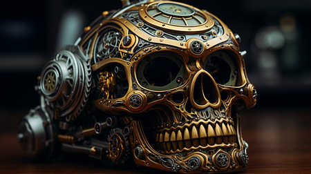 Iron skull with an engineの素材