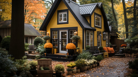 cosy and adorable cottage decorated for the seasonの素材
